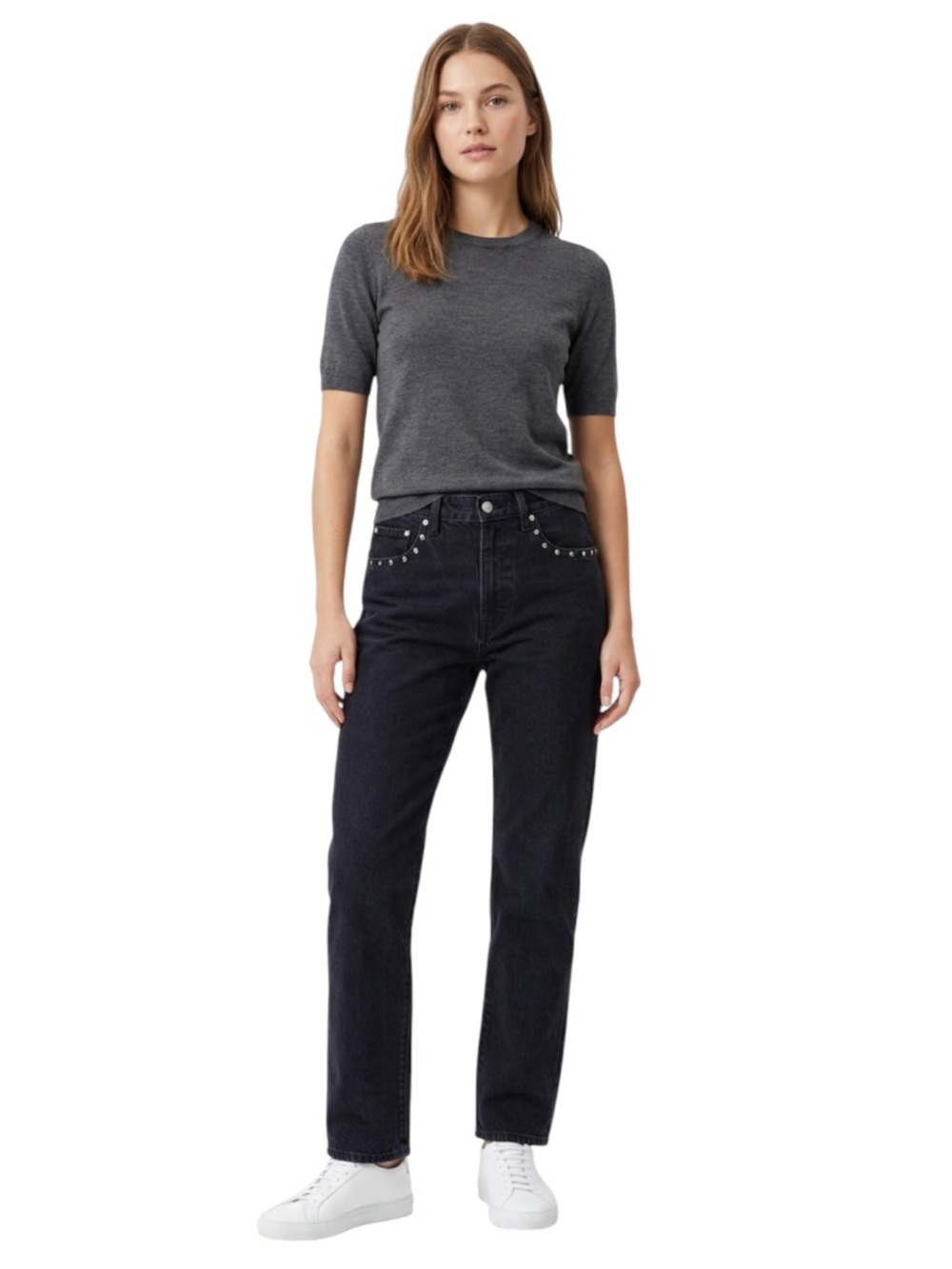 Levi’s ($100) 501 Big E Bedazzled Black Jeans